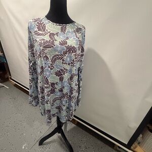 Reef Blue and Purple Floral Top